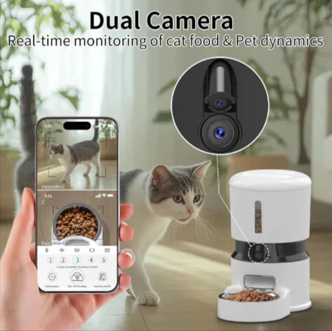 Pet feeder night vision camera view